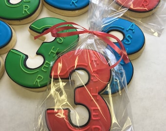 Personalized Birthday Party Cookies, Number Shaped Cookies for Birthdays, Number Shaped Cookies for Anniversaries, Birthday Party Favor Idea