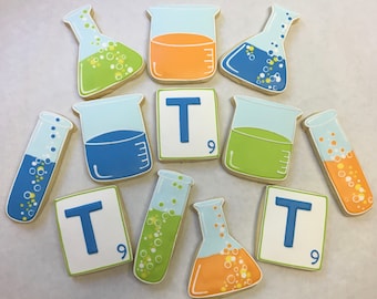 Science Theme Birthday Cookies,mad Scientist Party Favors, Birthday Party  Cookies, Beaker Cookies, Test Tube Cookies, Science Lab Cookies - Etsy