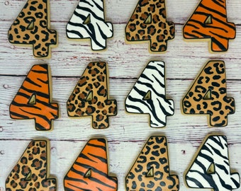 Jungle Themed Party Favor Cookies for Birthdays, Animal Print Cookie Favors, Jungle Theme Cookies, Animal Themed Cookies for Birthdays