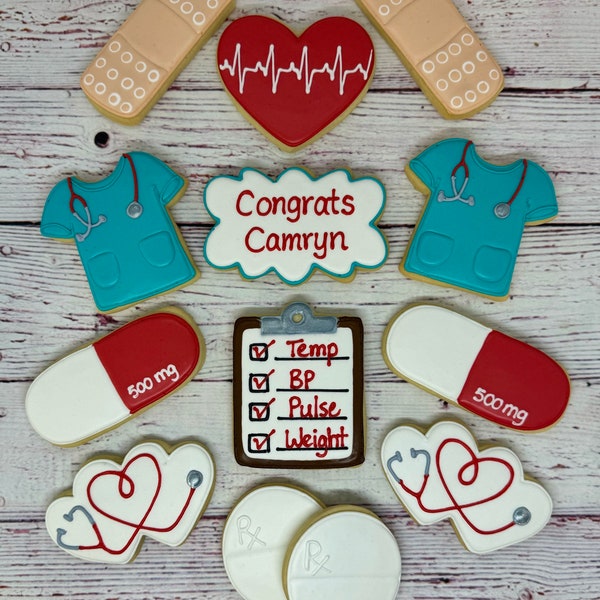 Nurse Graduation Gift, RN Cookies, Medical Cookies, Nurse Retirement Cookies, Medical Thank You Gift, Nurse Theme Congrats Gift