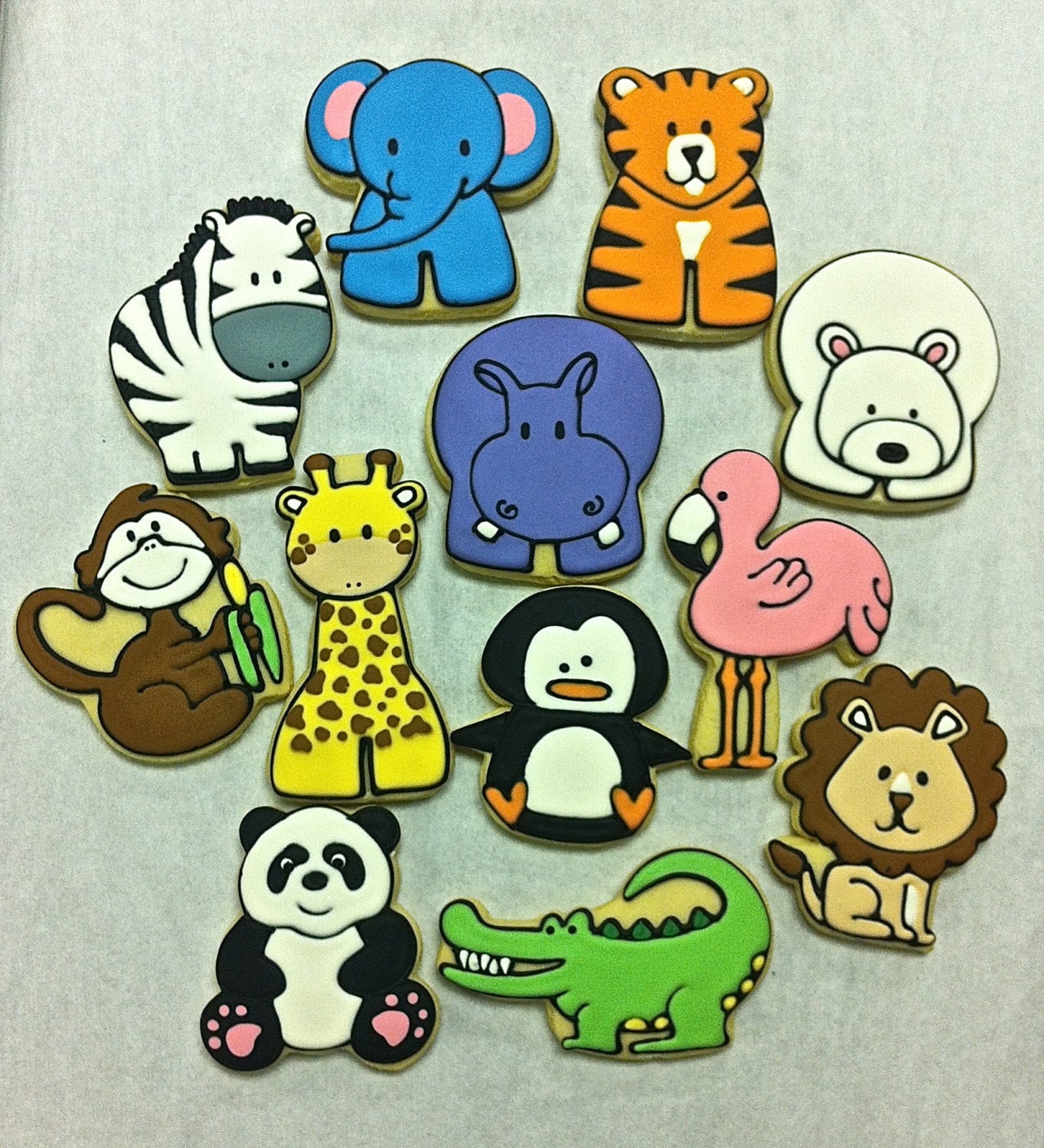 Zoo Animal Party Favor Cookies for Birthdays Baby Shower Etsy