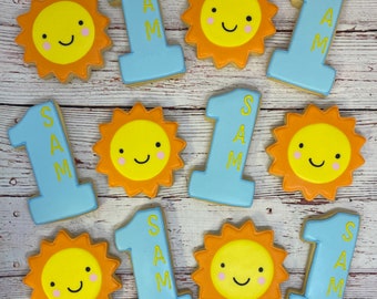 Sunshine Birthday Party Favor Cookies, Little Sunshine Cookies, You Are My Sunshine theme Cookies, Sunshine Birthday Party Favors