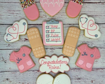 Nurse Graduation Gift, RN Cookies, Medical Cookies, Nurse Retirement Cookies, Medical Thank You Gift, Nurse Theme Congrats Gift