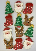 Christmas Cookies, Holiday Cookies, Christmas Party Favor Cookies, Decorated Christmas Cookies, Santa Cookies, Reindeer Cookies