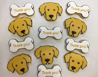 Golden Retriever Theme Thank You Gift, Dog Theme Gift, Great Veterinarian Gift Idea, Dog Sitter Gift, Dog Bone Cookies, Dog face Cookies