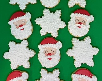 Christmas Cookies, Holiday Cookies, Christmas Party Favor Cookies, Decorated Christmas Cookies, Santa Cookies, Reindeer Cookies