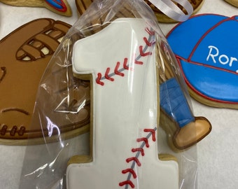 Baseball Themed 1st Birthday Party Favors, Baseball First Birthday Cookies, Baseball Mitt Cookies, Baseball Party Favors, Baseball Cookies