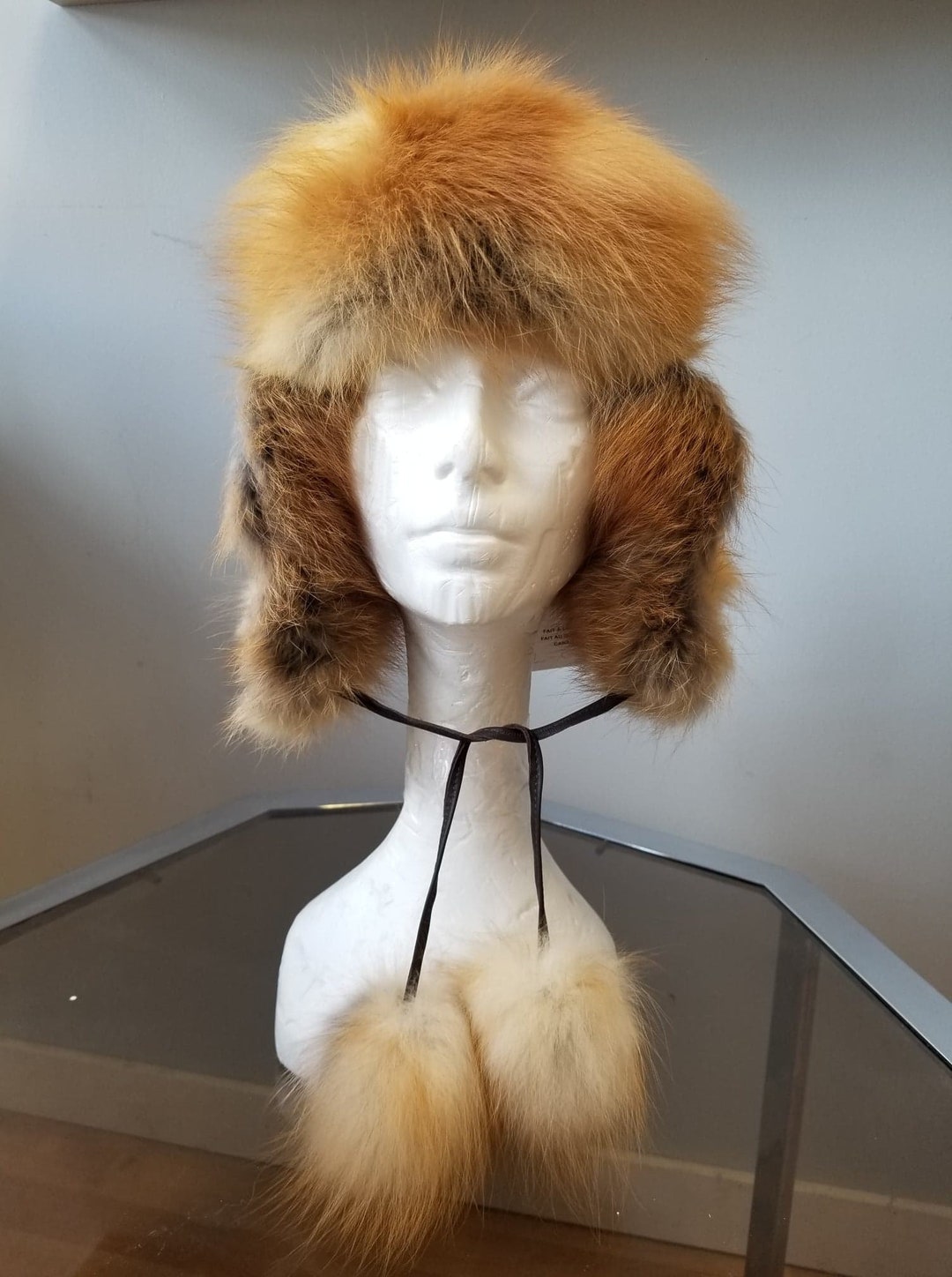 Leather and Fox Fur Ear Flap Aviator Hat - Etsy Canada