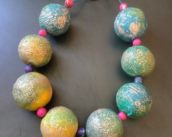 Polymer clay ball style choker