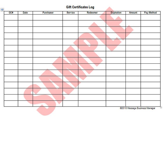 Gift Certificate Log Etsy