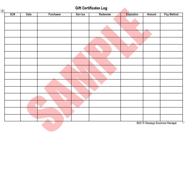 Image 1 for Gift Certificate Log Template
