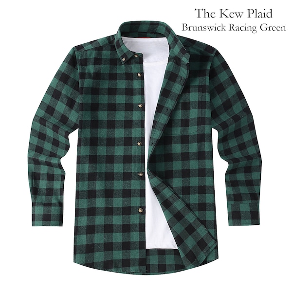 Lumberjack Shirt Men Flannel Plaid Green Check Overshirt Jacket Style Buffalo Tartan Chemise Camisa In 2 Styles The Madras or The Kew Plaid