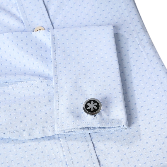 Double Two Uomo Manica Lunga Misto Cotone Elegante Colletto Camicia