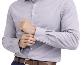 Mens Formal Shirt Light Grey,Single Double Cuff Option.Wedding Long Sleeve Plain Dress Shirts,Regular Fit.The London Plains.13 Colors Mens Formal Shirt Light Grey,Single Double Cuff Option.Wedding Long Sleeve Plain Dress Shirts,Regular Fit.The London Plains.13 Colors