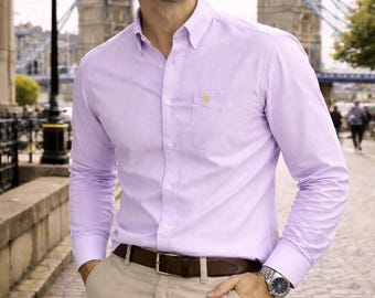 Herren Oxford Hemd Flieder Lila Original Oxford Weave Fabric, Janeo British Apparel.Luxuriöse Soft Knitter Free.Casual oder Freitag Arbeitskleidung