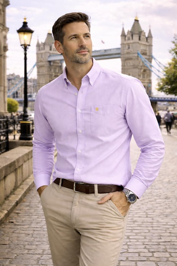 Mens Oxford Shirt Lilac Purple Original Oxford Weave Fabric,Janeo British Apparel.Luxurious Soft Wrinkle Free.Casual or Friday Work Attire