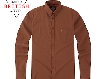 Mens Oxford Shirt Mocha Brown Pecan Colour,Real Oxford Weave Fabric,Janeo British Apparel.Luxurious Soft Wrinkle Free.Casual Weekend Attire