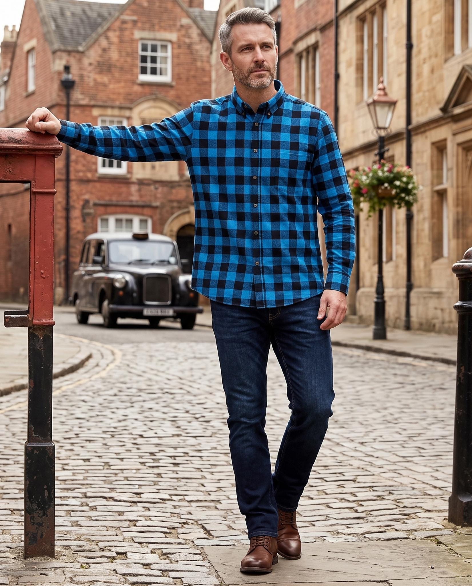 Lumberjack Shirt Mens Flannel Navy Blue Plaid Check Overshirt