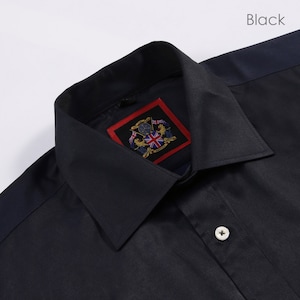 Mens Formal BLACK Shirt,Regular Fit Long Sleeve Plain Shirts-13 Colours Choice. Single & Double Cuff Business Work Dress.The London Plains