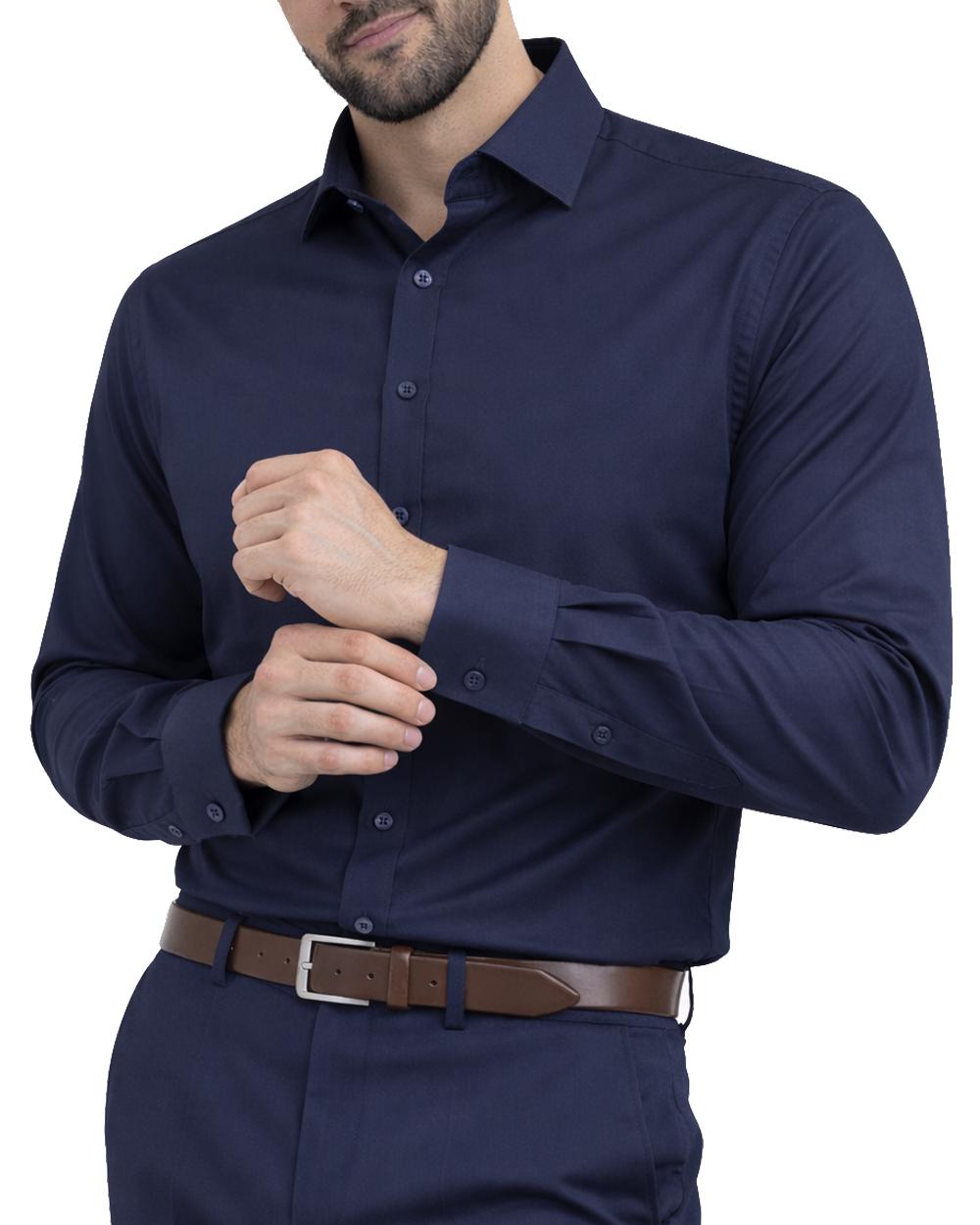 navy blue dress shirt near me Men's Slim Fit Blue Dress Shirt Size N1