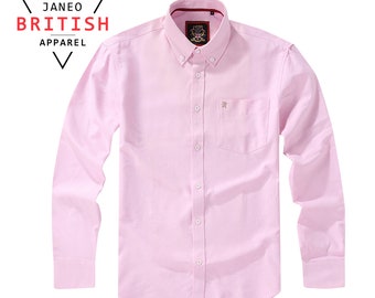 Mens Oxford Shirt Tickle Me Pink,Real Oxford Weave Fabric,by Janeo British Apparel.Luxurious Soft Wrinkle Free.Casual Weekender Attire
