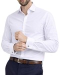 Mens White Formal Shirts,Wedding Business Long Sleeve Plain Shirts Single & Double Cuff Options,Regular Fit.The London Plains.13 Colours