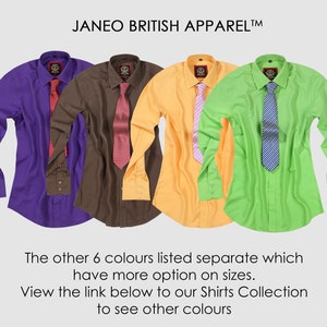 Mens Formal Shirt,Clearance BROWN,LIME, PURPLE, Dress Style or Friday Work Shirt. Sizes S - 3XL,Slightly Tapered Fit,Janeo British Apparel