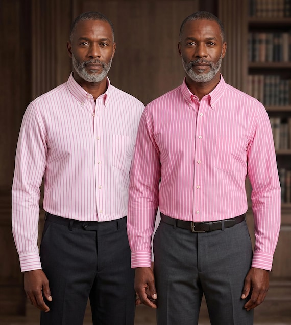 Mens PINK Stripe Oxford Shirt Button Down Collar,office or Casual