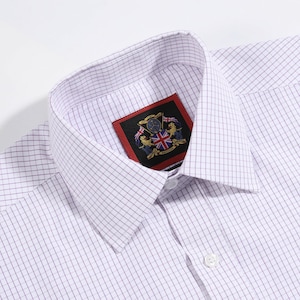 Mens Check Shirt,PURPLE and White Checked Pattern.Single & Double Cuff Options,Regular Fit,Wedding,Work Shirts,The Hampton. Clearance SALE