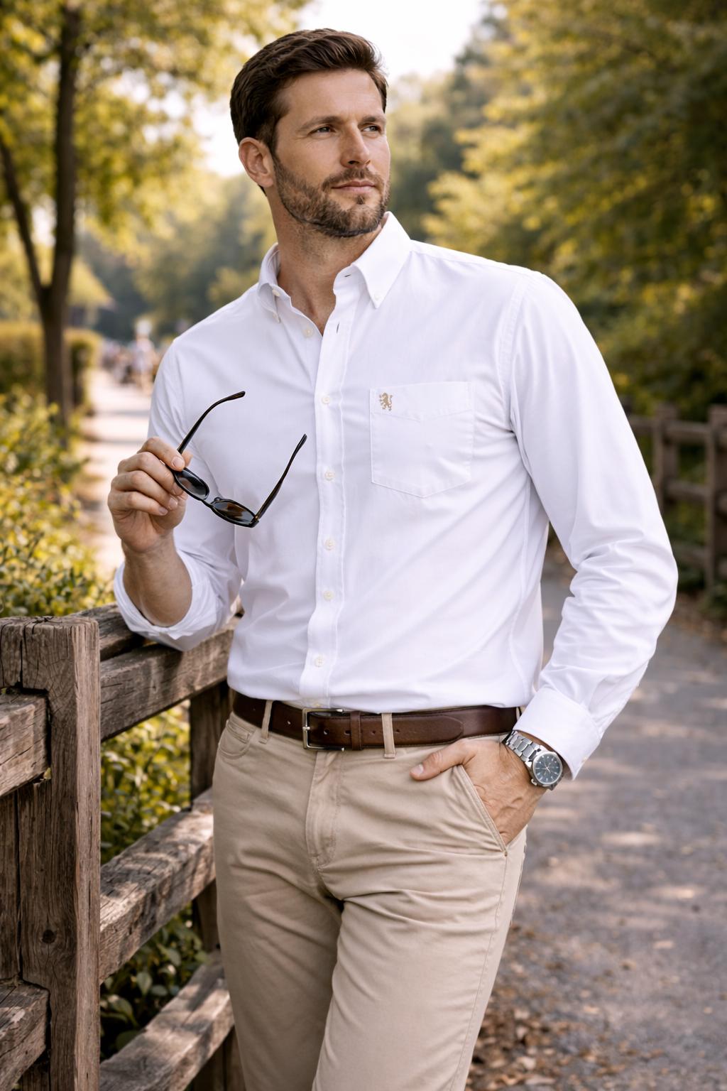 oxford weave white dress shirt White Oxford Weave Dress Shirt