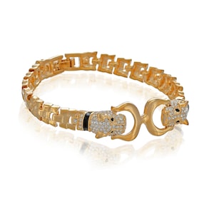 Crystal Bracelet Panther Jewellery Bangle.14K Gold or Silver Rhodium Plated Designer Cart*** Panther Cat Style, Swarovski Crystal Elements.