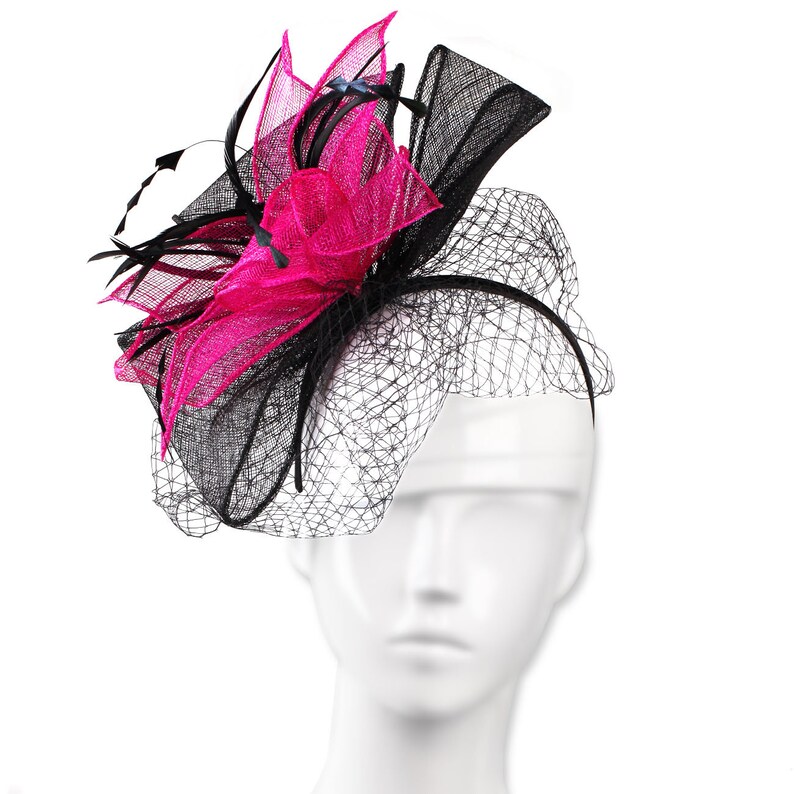 Buckingham Black Hat Fascinator with Net Mesh Veil Stunning & Etsy
