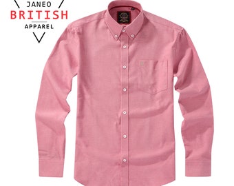 Mens Oxford Shirt Blush Man Red,Real Oxford Weave Fabric,by Janeo British Apparel.Luxurious Soft Wrinkle Free.Casual or Friday Work Attire