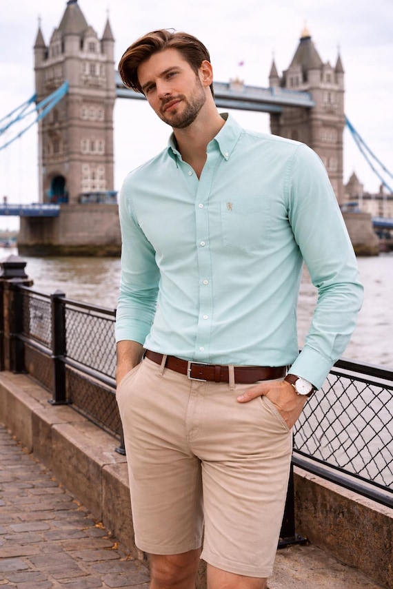 Mens Oxford Shirt Pastel Mint Green Real Oxford Weave Fabric,Janeo British Apparel.Luxurious Soft Wrinkle Free.Casual or Friday Work Attire