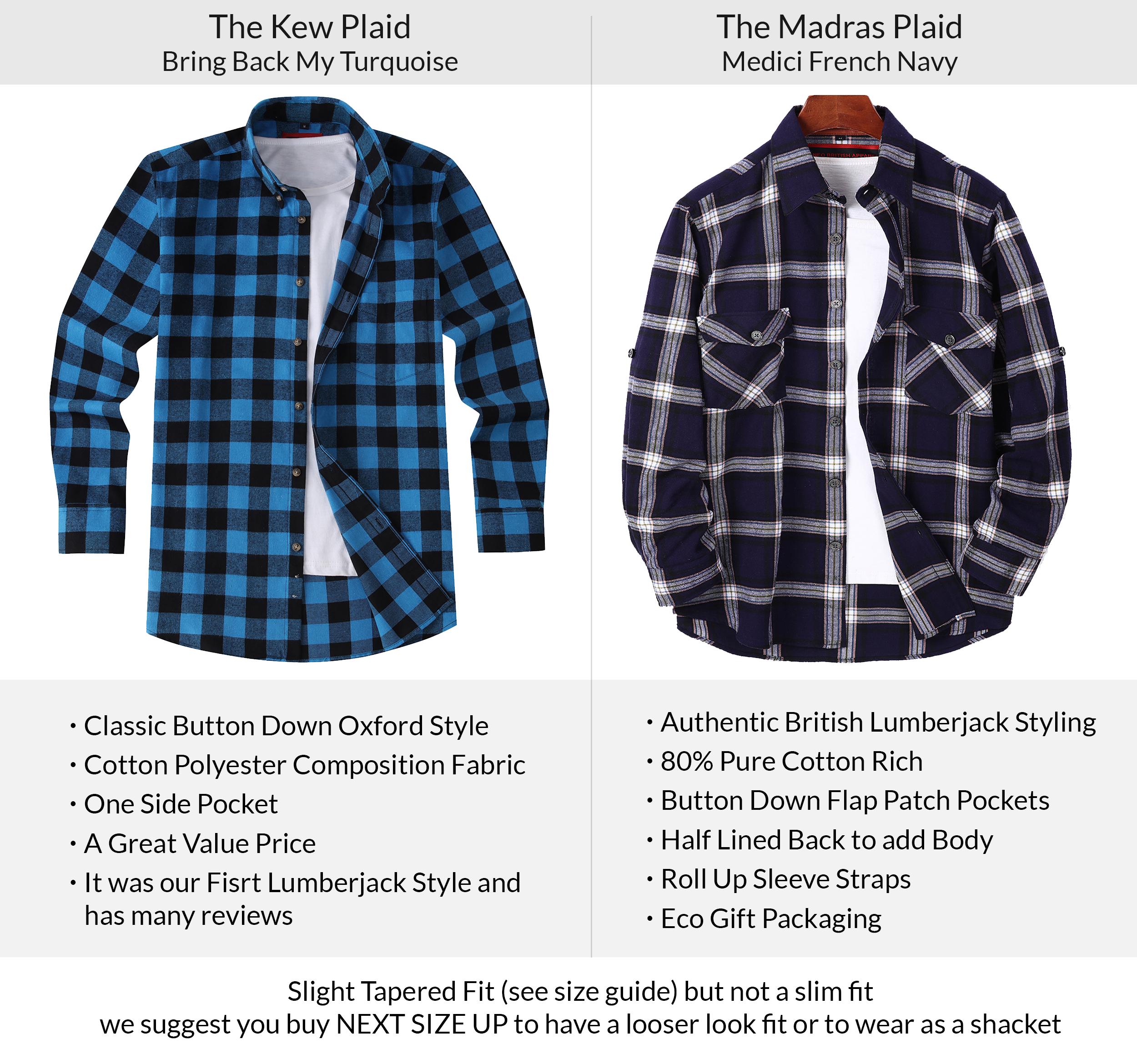 Lumberjack Shirt Mens Flannel Navy Blue Plaid Check Overshirt