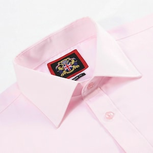 Mens Formal PINK Shirt,Single & Double Cuff Regular Fit Long Sleeve Plain Shirts-13 Colours Choice.For Business Work Dress.The London Plains