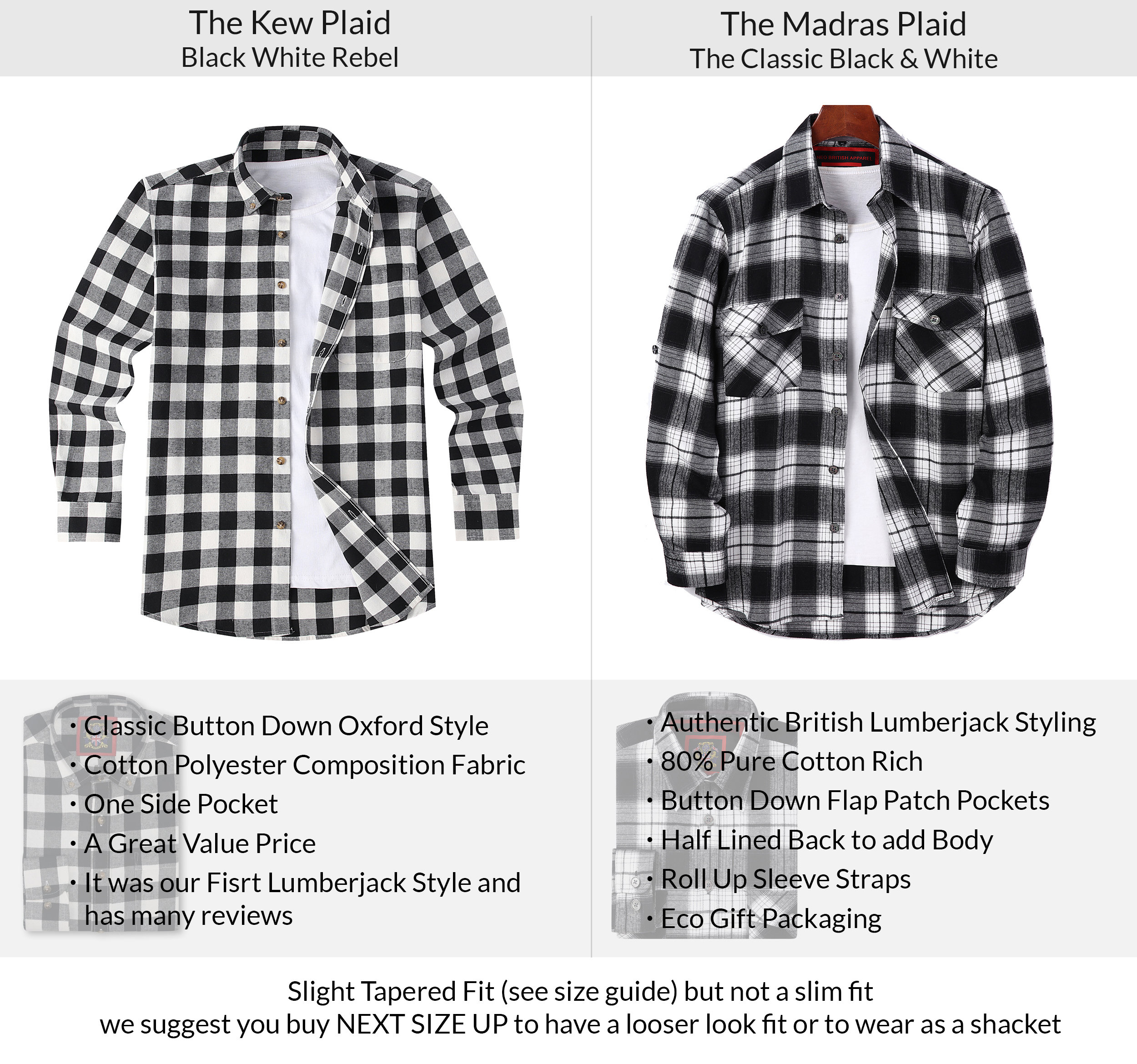 Mens Flannel Shirt Lumberjack Black White Cotton Plaid Check Vintage Tartan Buffalo Jacket Chemise Camisa 2styles the Madras or the Kewplaid Etsy UK