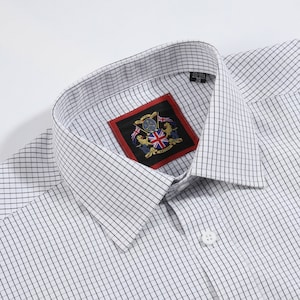 Mens Checked Shirt,White and Grey Check Pattern. Single & Double Cuff Options,Regular Fit,Wedding,Work Shirts, The Hampton.Clearance SALE