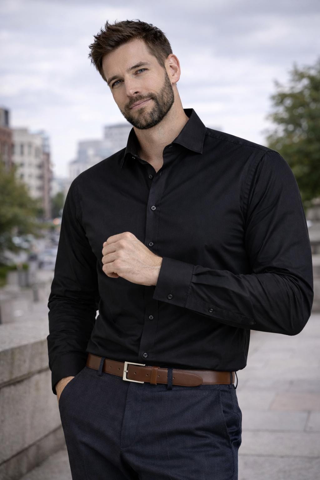Mens Formal Shirt 13 Colours,Long Sleeve Plain Dress Shirts,Regular Fit Classic Button Cuff Style.Business Wedding Casual,The London Plains