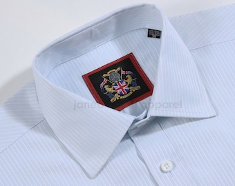 Mens Formal Long Sleeve Stripe Shirt.Single & Double Cuff Option,Regular Fit Business Work Dress. Sky Blue The Canterbury.(4 Colors Total)