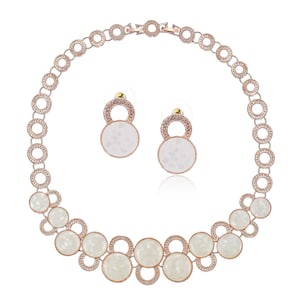 Echte Perlmutt Schmuck Set,Halskette,Ohrring & Armband.14K Roségold oder Silber.Geschenkidee Sie,Jahrestag,Weihnachten von JaneoJewels