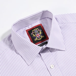 Mens Formal Long Sleeve Stripe Shirt.Single & Double Cuff Option,Regular Fit Business Work Dress.Lavender The Windsor. (7 Colors Total)