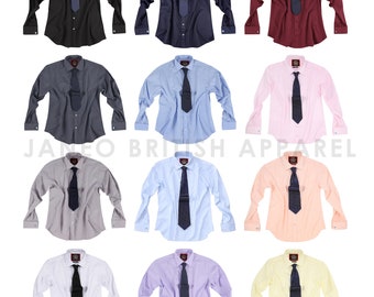 Mens Formal Shirt,Double Cuffs Style (Free Cufflinks)13 Colours,Long Sleeve Plain Dress Shirts,Regular Fit Classic Business Wedding Casual