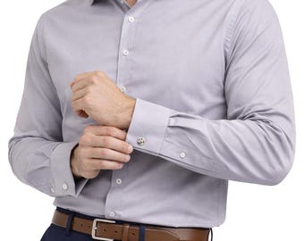 crazy horse mens dress shirts Crazy Horse Men's Button Down Dress Shirt 18 34/35 Silver Grey Sateen