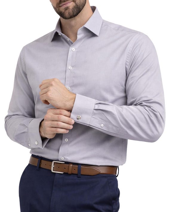 dress shirts classic fit Classic Fit Blue Herringbone Non-Iron Men's Dress Shirts – Wilkes & Riley,  LLC main image 0