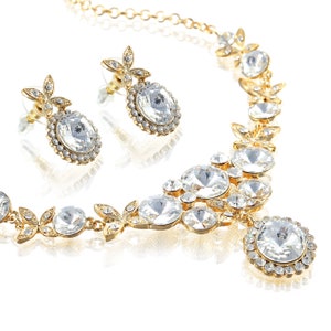Janeojewels Butterfly Jewellery Set Necklace & Earrings, Swarovksi Crystal Elements, 14K Gold or Rhodium.Party Cocktail Gift for Christmas