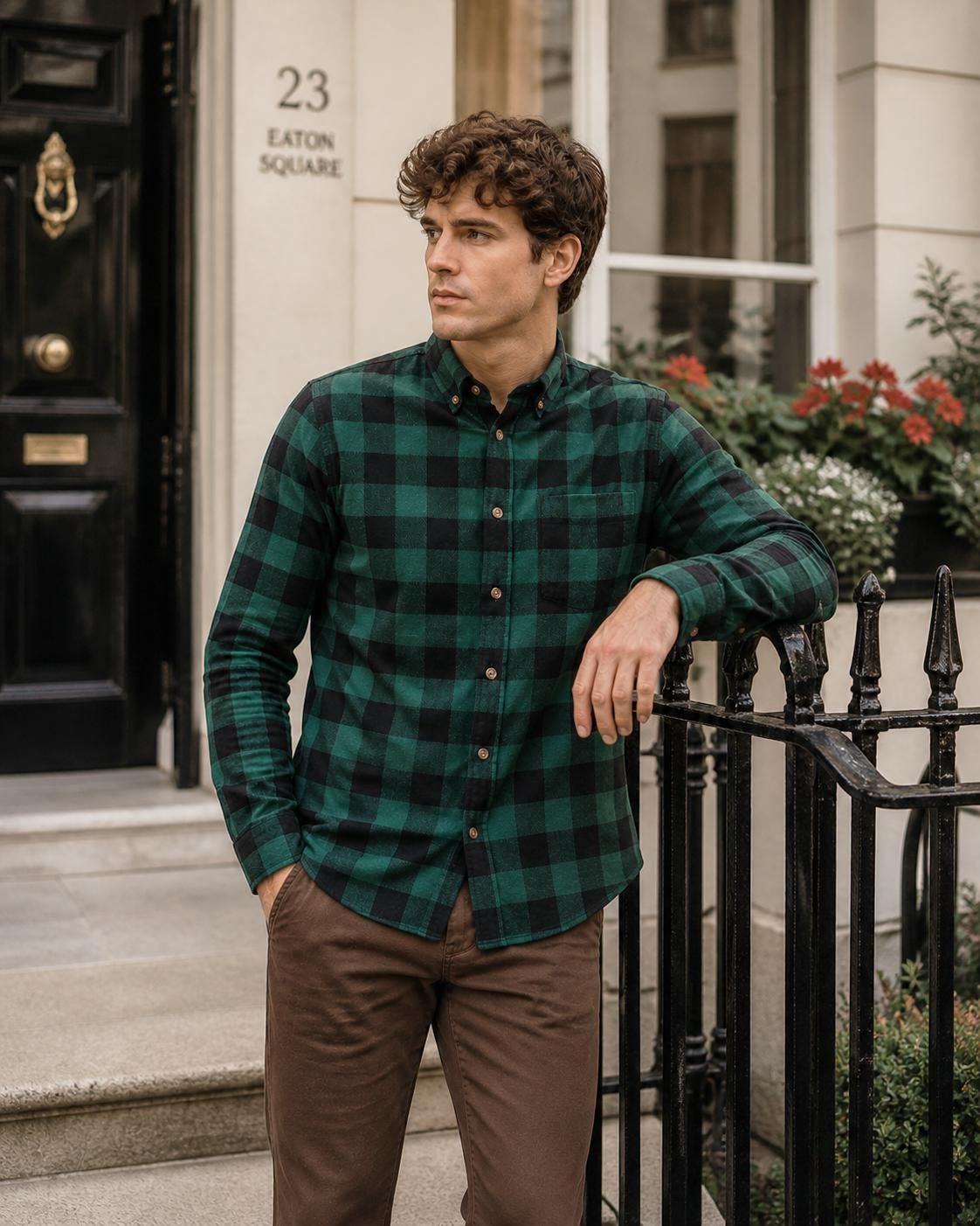 Lumberjack Shirt Men Flannel Plaid Green Check Overshirt Jacket