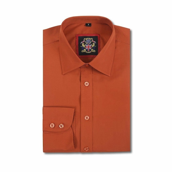 Mens Shirt,BROWN Dress Formal Style or Casual Weekender.Sizes S - 3XL,10 Bright Colors Range Slightly Tapered Fit,Janeo British Apparel,SALE