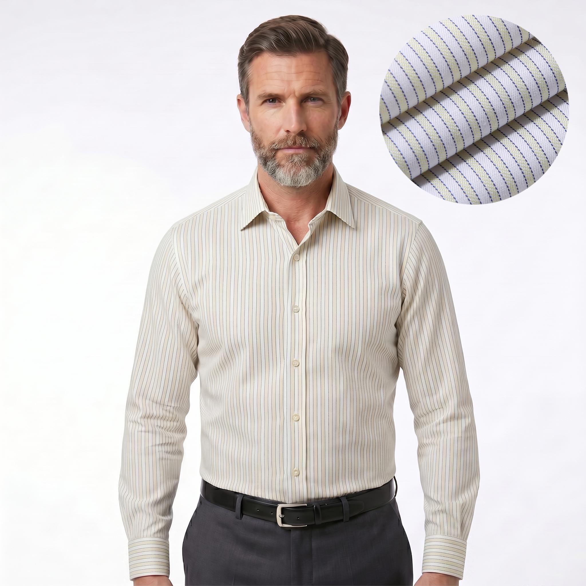 Mens Formal Long Sleeve Stripe Shirt.single & Double Cuff Option 