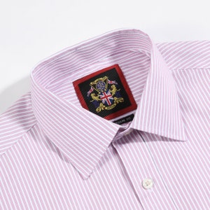 Mens Formal Long Sleeve Stripe Shirt.Single & Double Cuff Option,Regular Fit Business Work Dress.Pink The Windsor. (7 Colors Total)